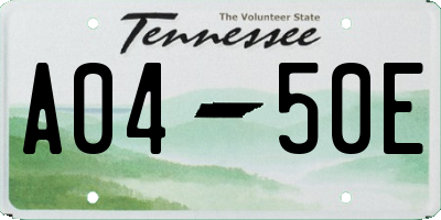 TN license plate A0450E