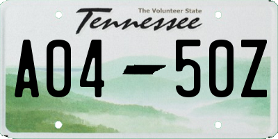 TN license plate A0450Z