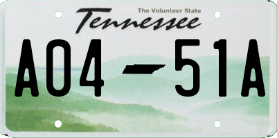 TN license plate A0451A