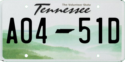 TN license plate A0451D
