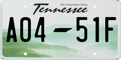 TN license plate A0451F