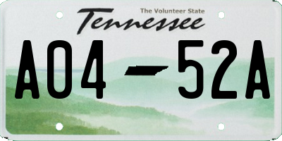 TN license plate A0452A