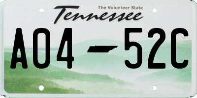 TN license plate A0452C