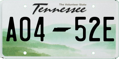 TN license plate A0452E
