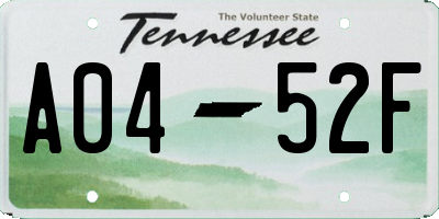 TN license plate A0452F