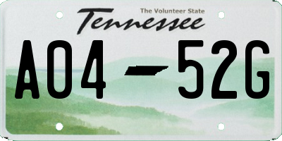 TN license plate A0452G