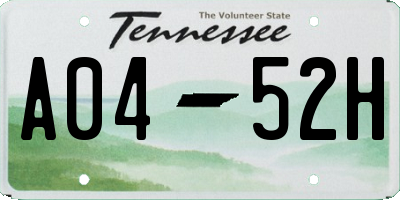 TN license plate A0452H