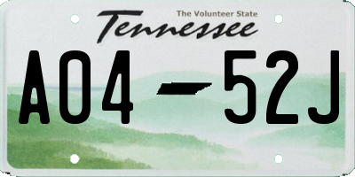 TN license plate A0452J