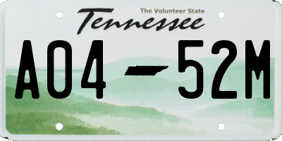 TN license plate A0452M