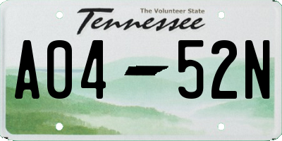 TN license plate A0452N