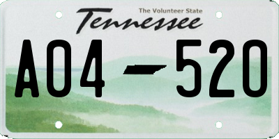 TN license plate A0452O