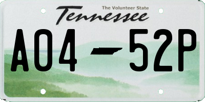 TN license plate A0452P