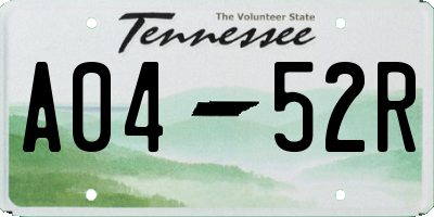 TN license plate A0452R