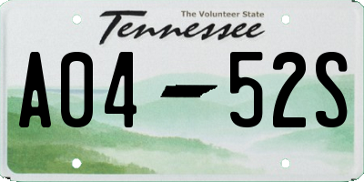TN license plate A0452S