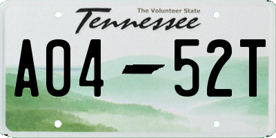 TN license plate A0452T