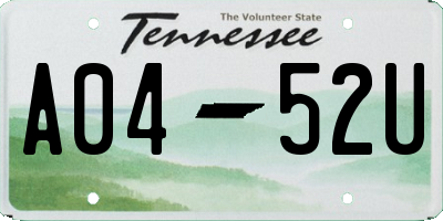 TN license plate A0452U