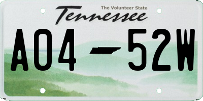 TN license plate A0452W