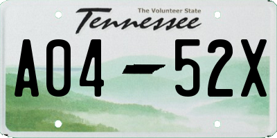 TN license plate A0452X