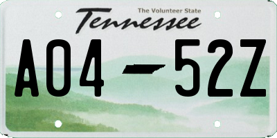 TN license plate A0452Z