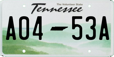 TN license plate A0453A