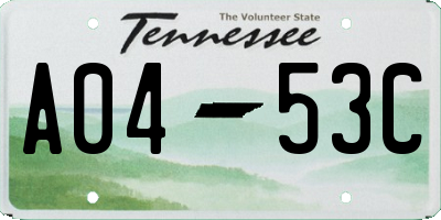 TN license plate A0453C