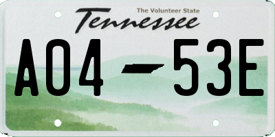 TN license plate A0453E