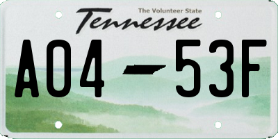 TN license plate A0453F