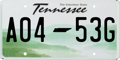 TN license plate A0453G
