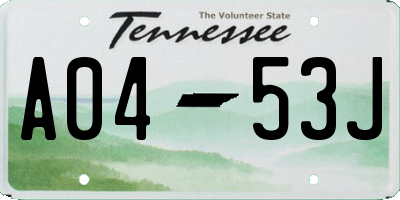 TN license plate A0453J