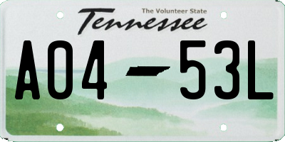 TN license plate A0453L
