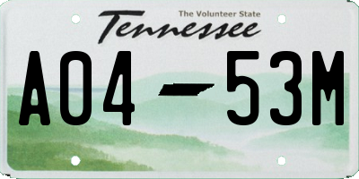 TN license plate A0453M