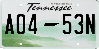 TN license plate A0453N