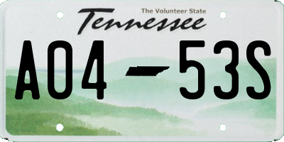 TN license plate A0453S