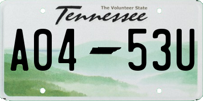 TN license plate A0453U