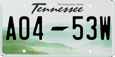 TN license plate A0453W
