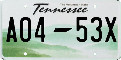 TN license plate A0453X