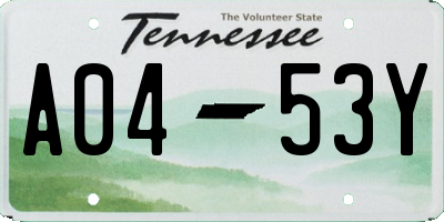 TN license plate A0453Y