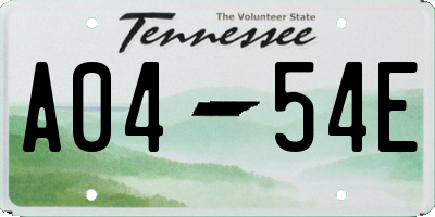 TN license plate A0454E