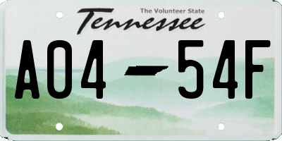 TN license plate A0454F