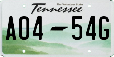 TN license plate A0454G