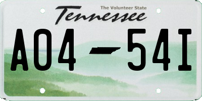 TN license plate A0454I