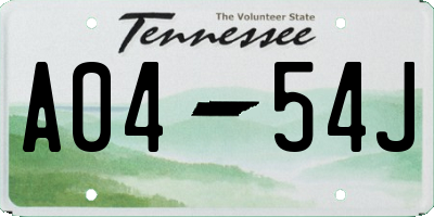 TN license plate A0454J