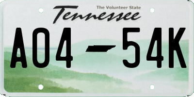 TN license plate A0454K