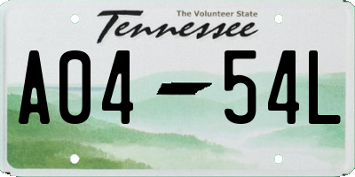 TN license plate A0454L