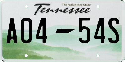 TN license plate A0454S