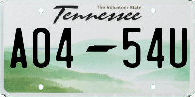 TN license plate A0454U