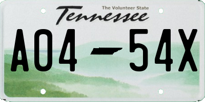 TN license plate A0454X