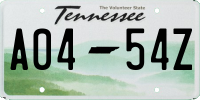 TN license plate A0454Z