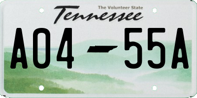 TN license plate A0455A