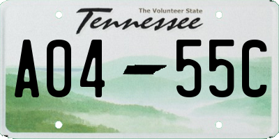 TN license plate A0455C